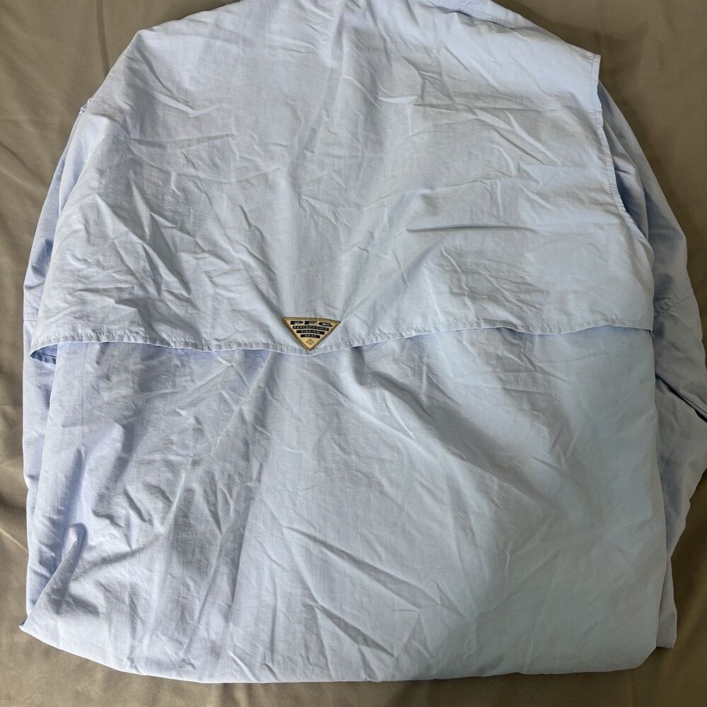 Columbia PFG Shirt Mens XL Blue Performance Vented Hiking Fishing Button Down - Picture 8 of 9